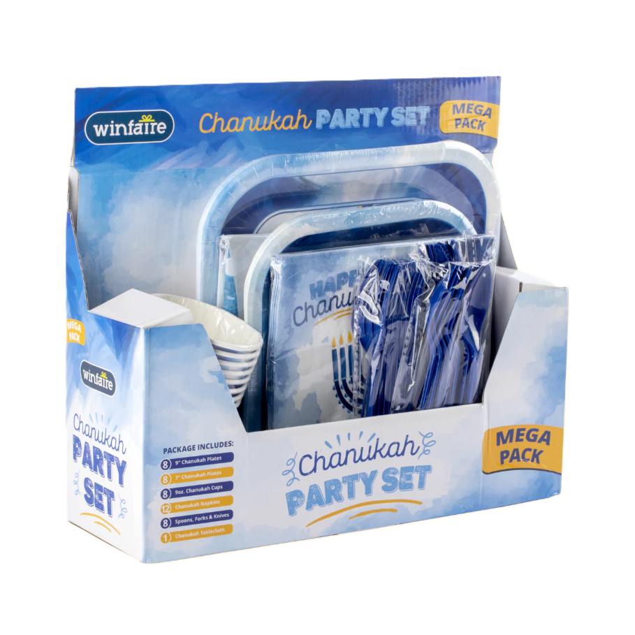 Mega Family Pack of Paper Goods Set of 8 - Blue Design