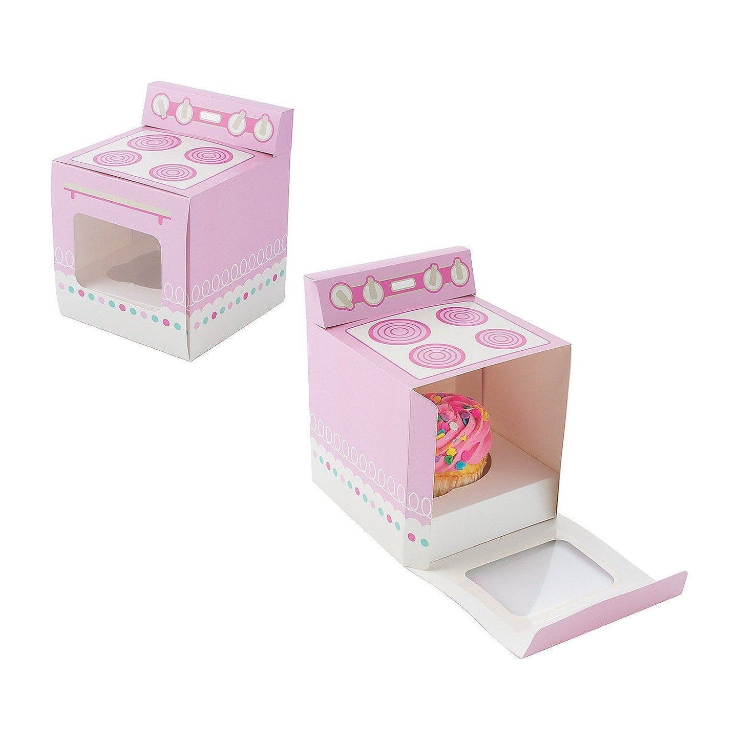 Oven Cupcake Favor Boxes, 4 1/2" x 4 1/2" x 5 3/4", 12/pk