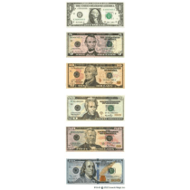 Money Dollar Bill Stickers 2.5"x1.5" (25 Sheets)