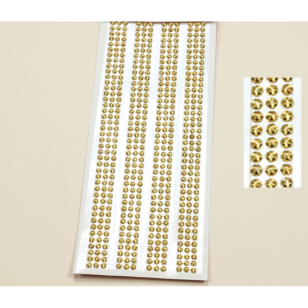 Adhesive Rhinestone Ribbon Gold 5mm 504/pk