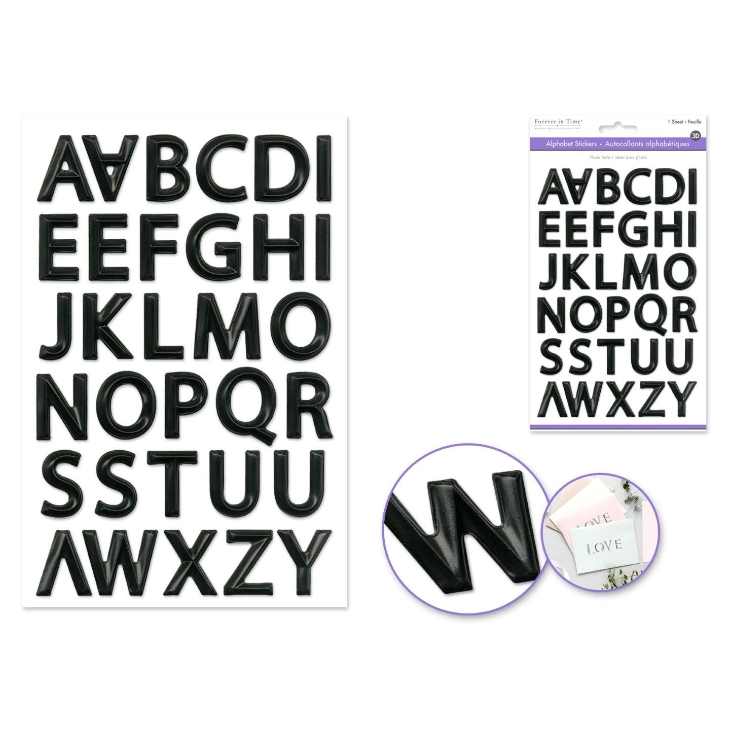 Paper 3D Alphabet stickers (black)