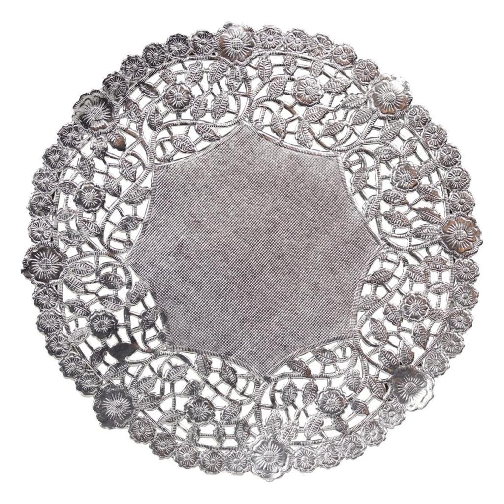 Round Paper Lace Doilies (Silver, 8", 100 Pack)