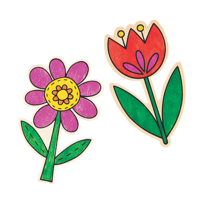 Color Your Own Wood Spring Flowers 24/pk