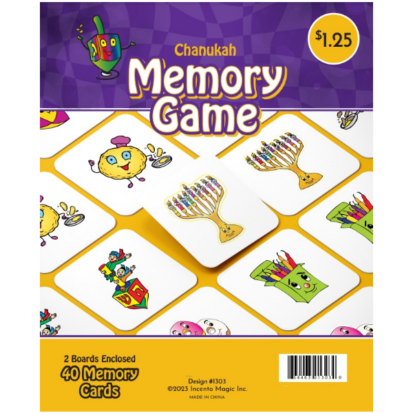 Chanukah Themed Memory Matching Game with 2 Boards and 40 memory Cards