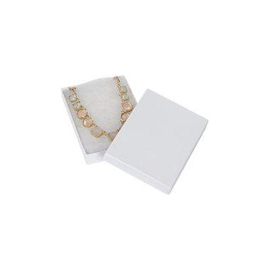White Embossed Cotton Filled Jewelry Boxes 5 ¼ x 3 ¾ x 7/8" 1/pc