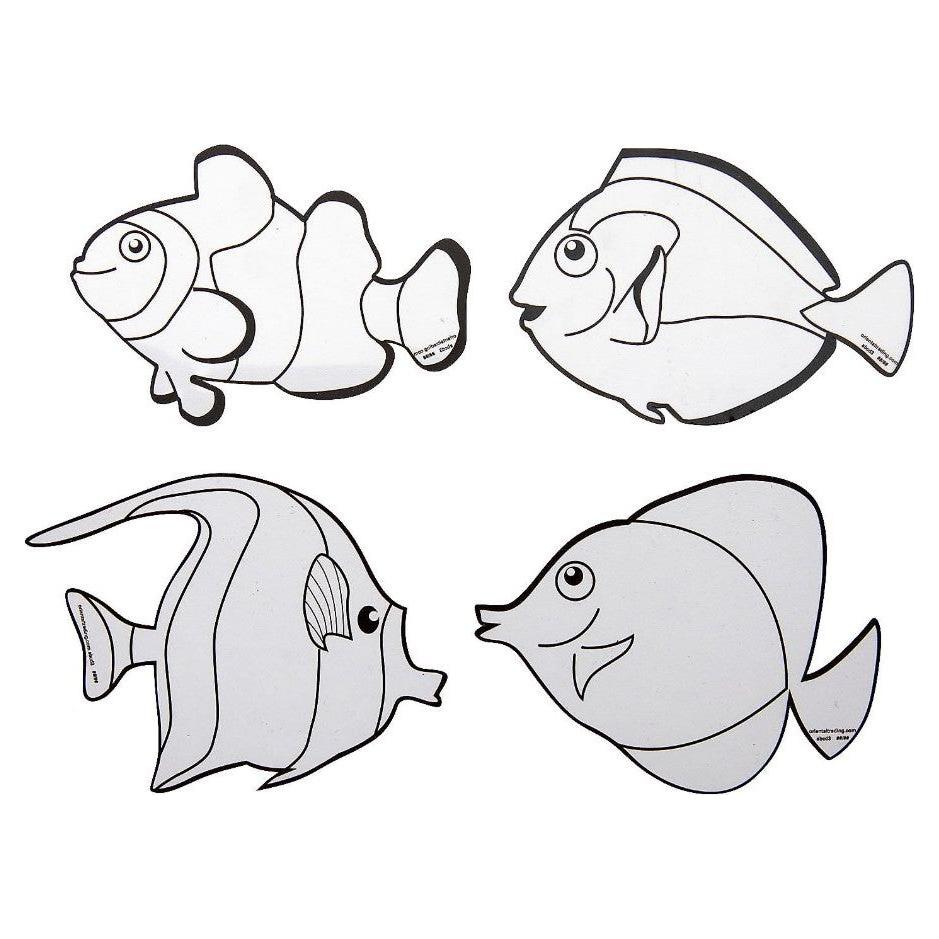 Printed Acetate Sea Life Fish Coloring Sheets, 4" x 3" - 24/pk