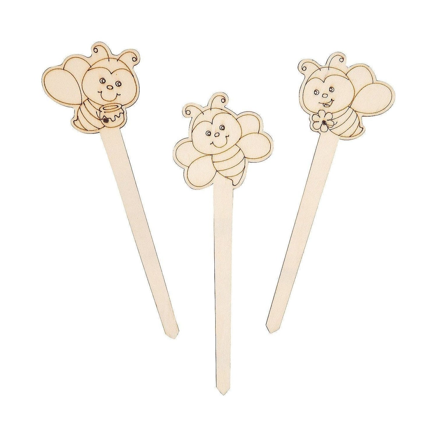 Color Your Own Bee Plant Stakes, Assorted, 2 1/2" x 7 1/4" —12/pk