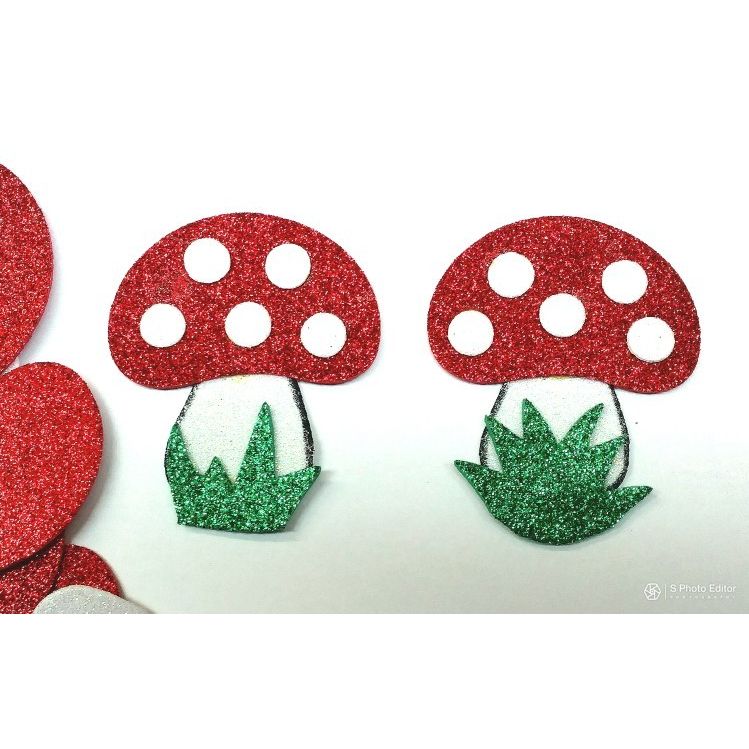 Mushroom Foam Shapes Sparkling 2 3/4" x 2 1/4" 20 sets (Discontinued)