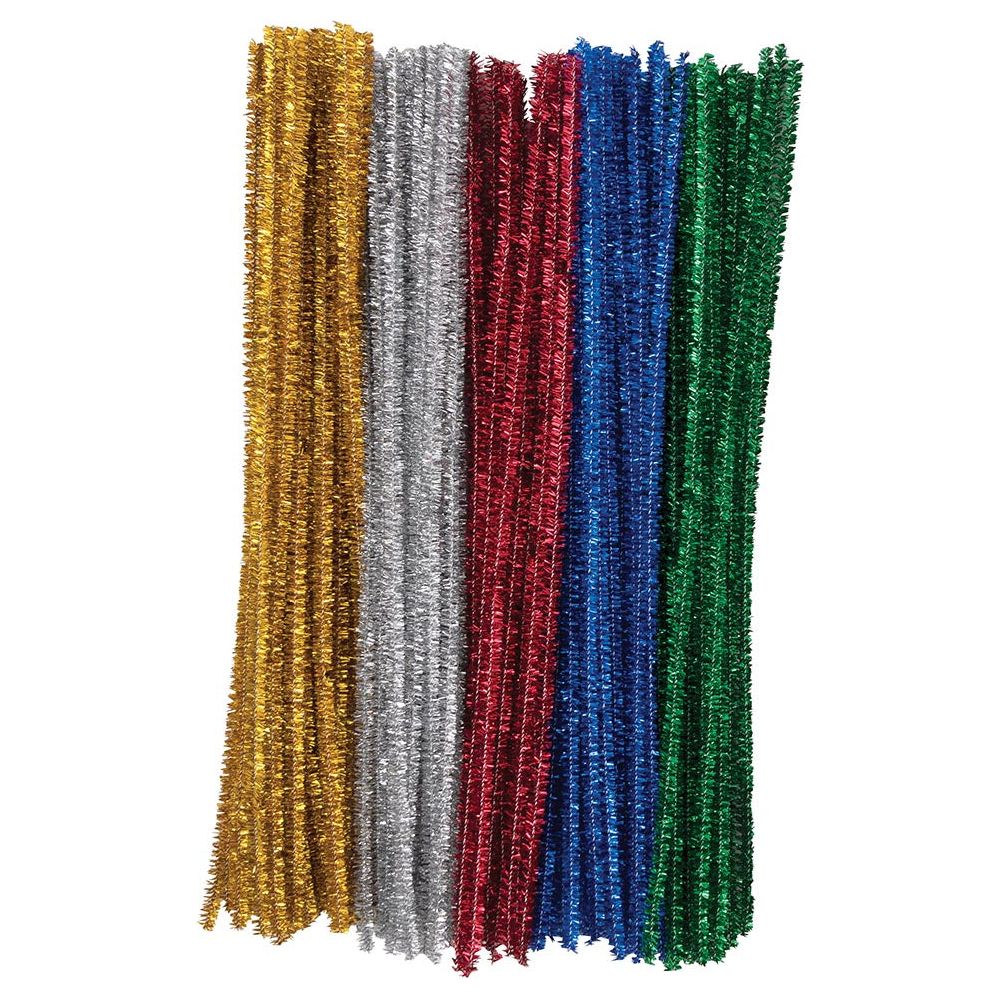 Chenille Stem 6mm Tinsel Sparkle Assorted Colors 12" 100/pk