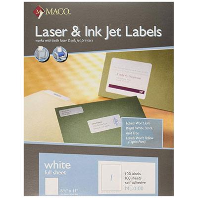 White Laser Labels 100/pk (6/pg)