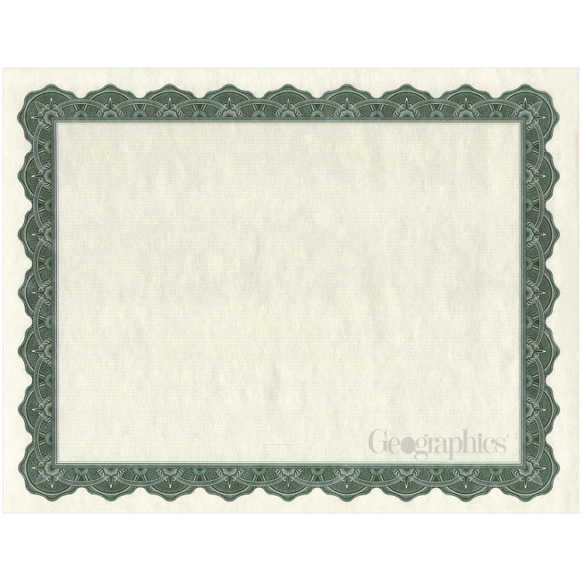 Optima Parchment Certificate Paper 8 1/2" x 11" 50 Sheets Green