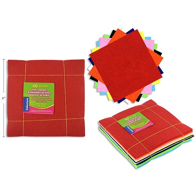 Felt Bundle Assorted 20x20cm 40pcs