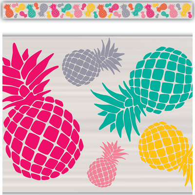 Tropical Punch Pineapples Straight Border 35'' x 3'' 12/pk