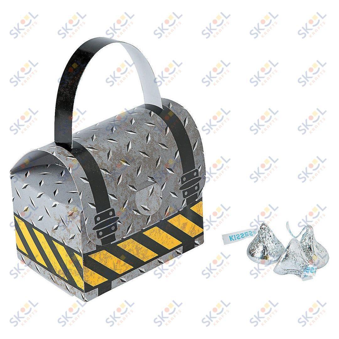 Paper Construction Zone Tool Favor Boxes 3 1/2" x 2 1/2" x 2" - 12 Pc.