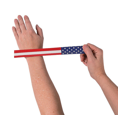 Patriotic Flag Slap Bracelets 9 1/2" - 12 Pc.