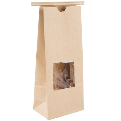 Brown Window Craft Paper Bag 4 1/4" x 9 3/4" 100/pk