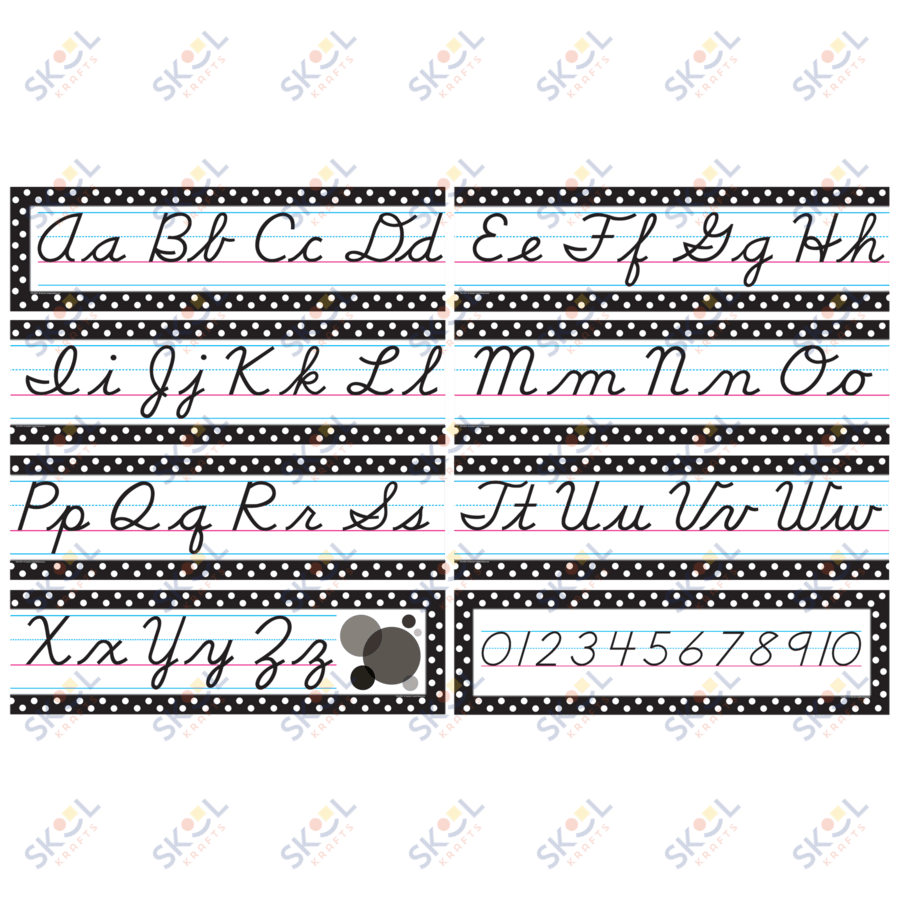 Black Polka Dot Cursive Bulletin Board