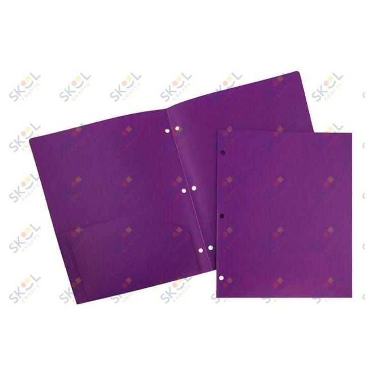 Two Pocket Poly Folder (Purple) With 3 Holes