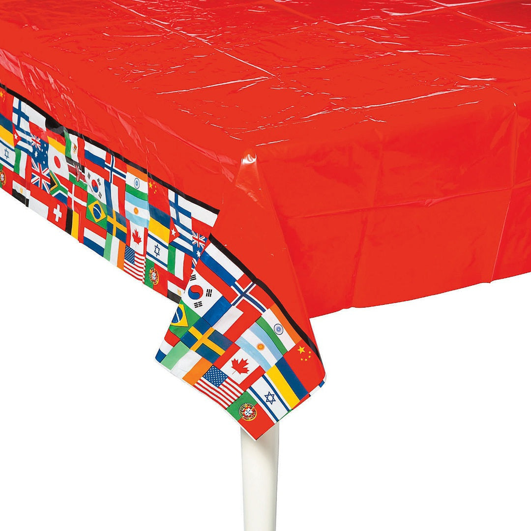 Flags of All Nations Tablecloth 54" x 108" - 1 Pc.