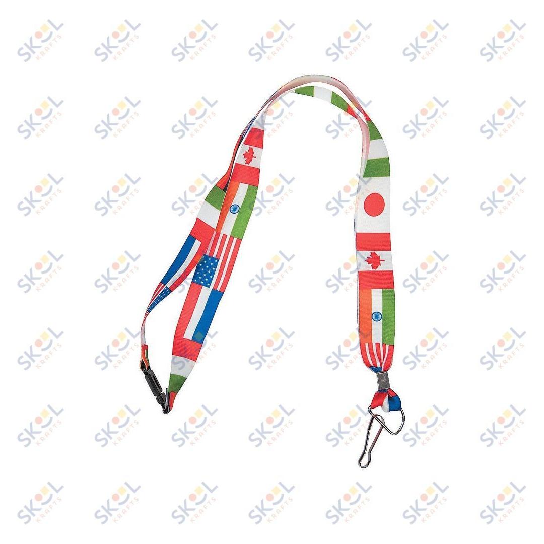 Flag of All Nations Breakaway Lanyards 18" with a 1" metal clip - 12Pc.