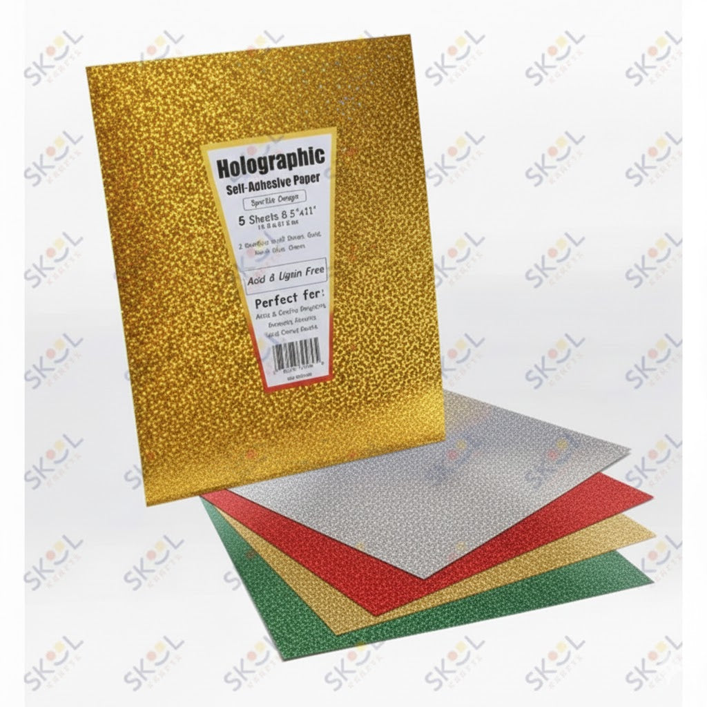 Self-Adhesive Holographic Paper 8.5x11" (Gold, 5)