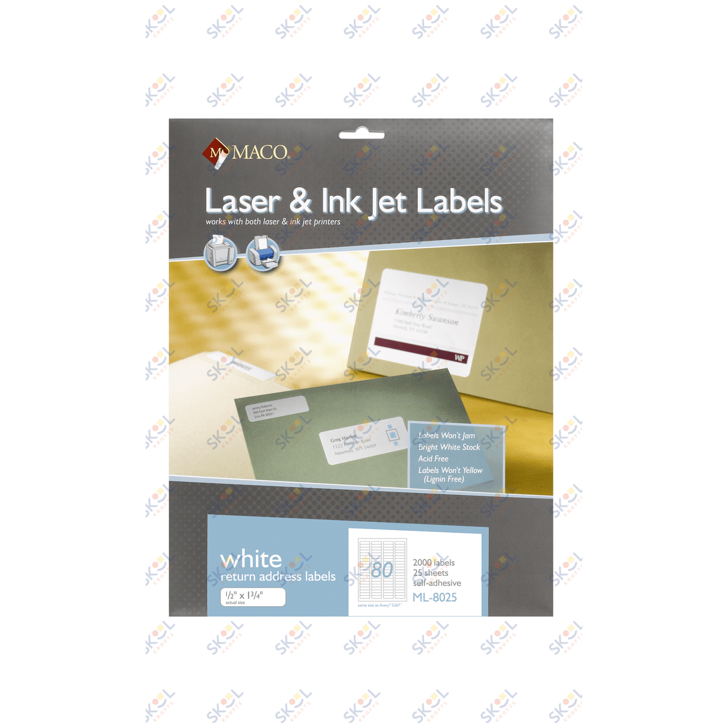 White Return Address Labels 80/Sht, 2000/Bx 25/sheet