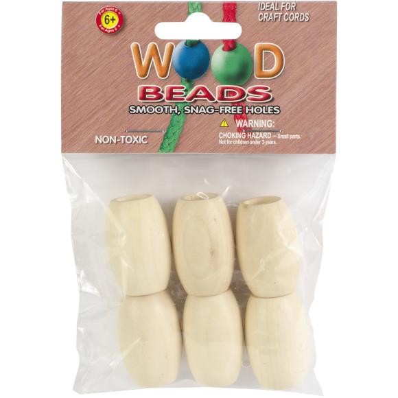 Wooden Beads Oval 6/pk (closeout)