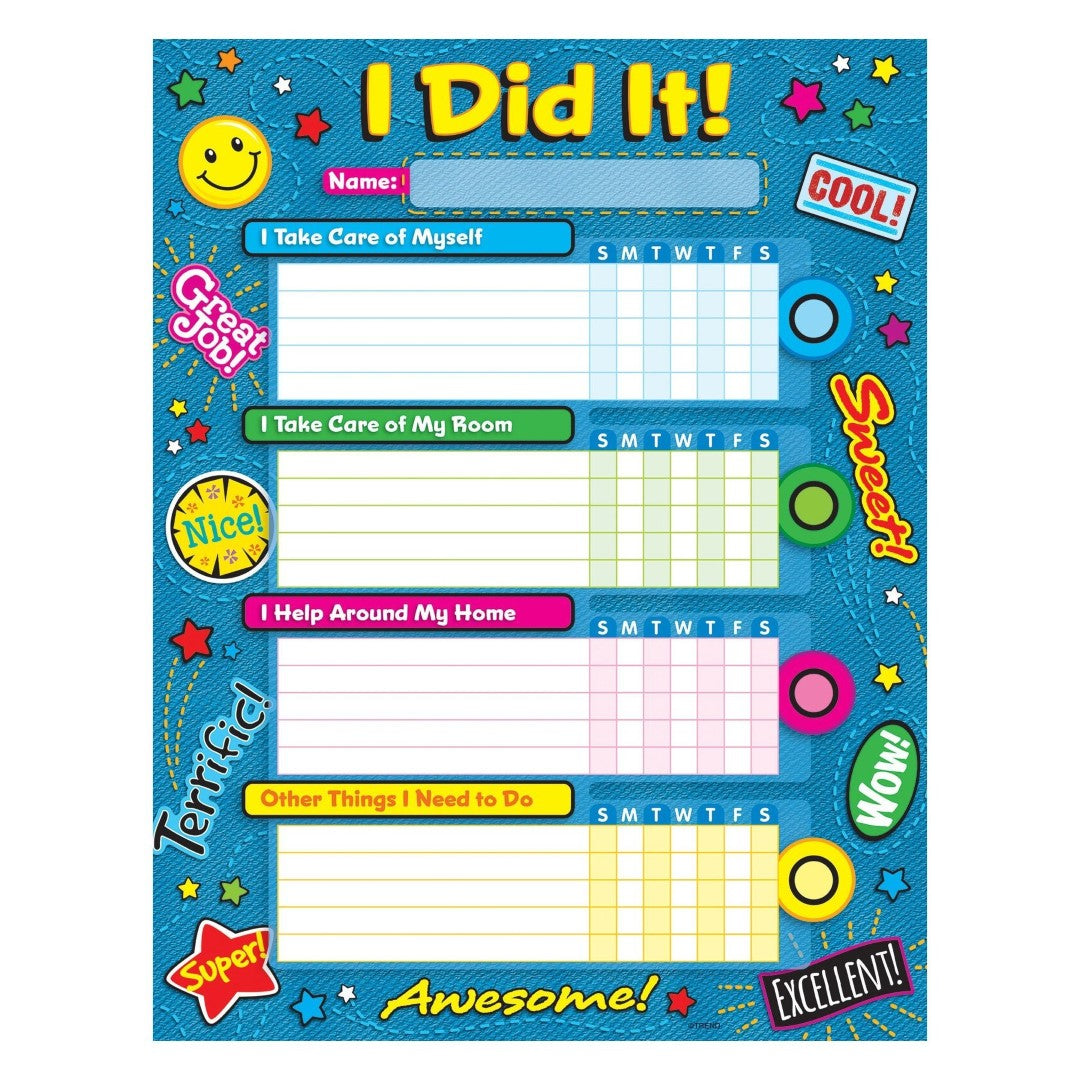 Praise Word Patches Success Charts/Chore Charts 8 1/2" x 11" 25/pk
