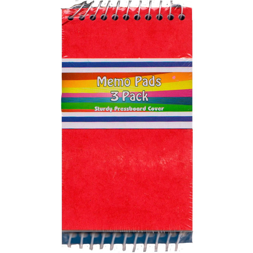 Memo pad pressboard cover 80 sheets 3/pk