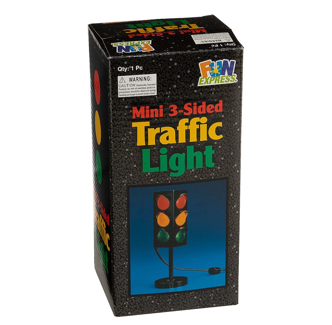 Plastic Mini 3-Sided Traffic Light 1/2" x 10"