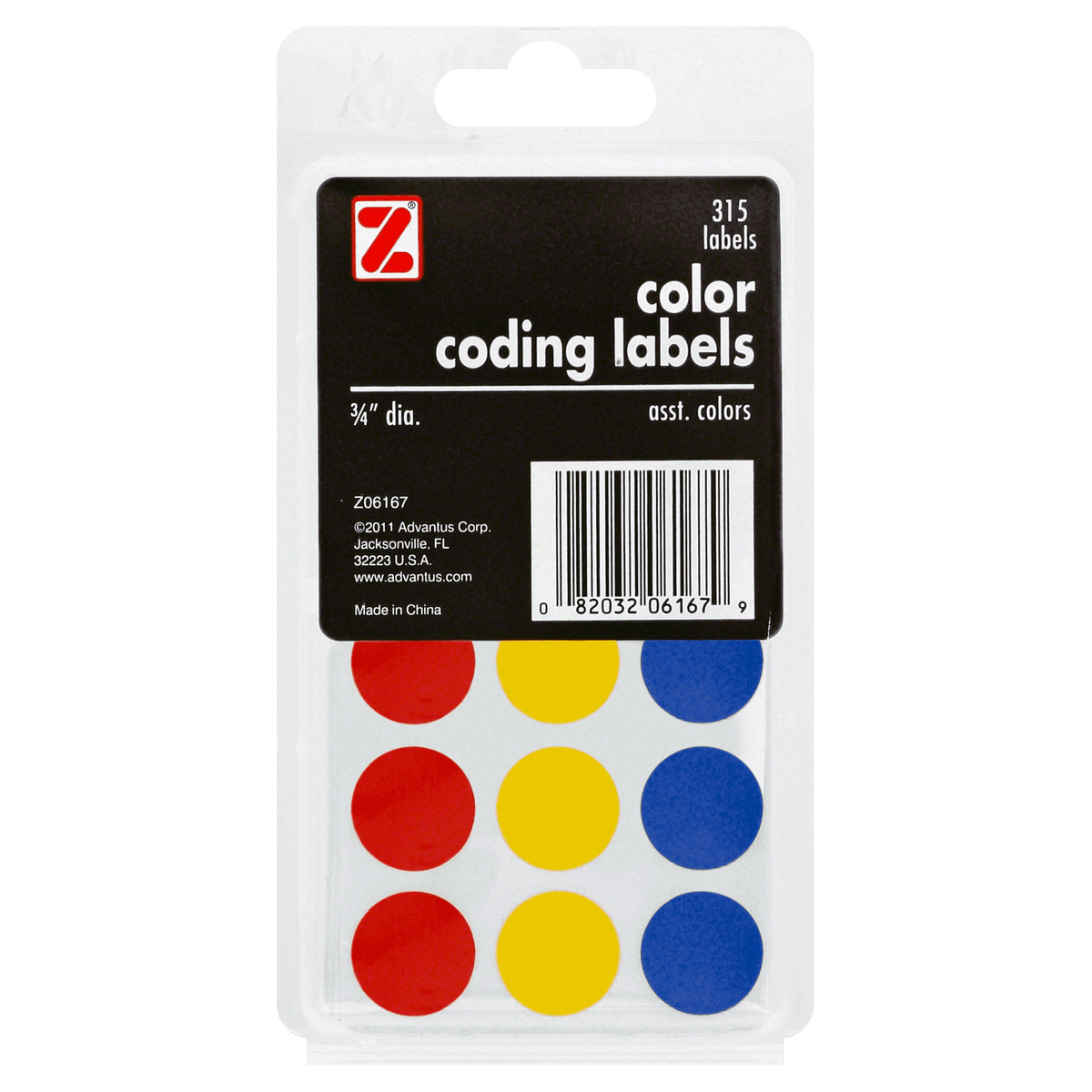 Color Coding Assorted Labels 3/4" 315/pk