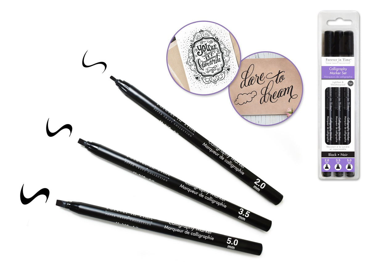Calligraphy Black Marker Set 3/pc 2mm, 3.5mm, 5mm