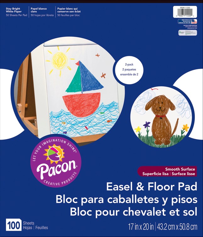Easel Pad, 17 x 20 Inches, Unruled, 50 Sheets, Pack of 2