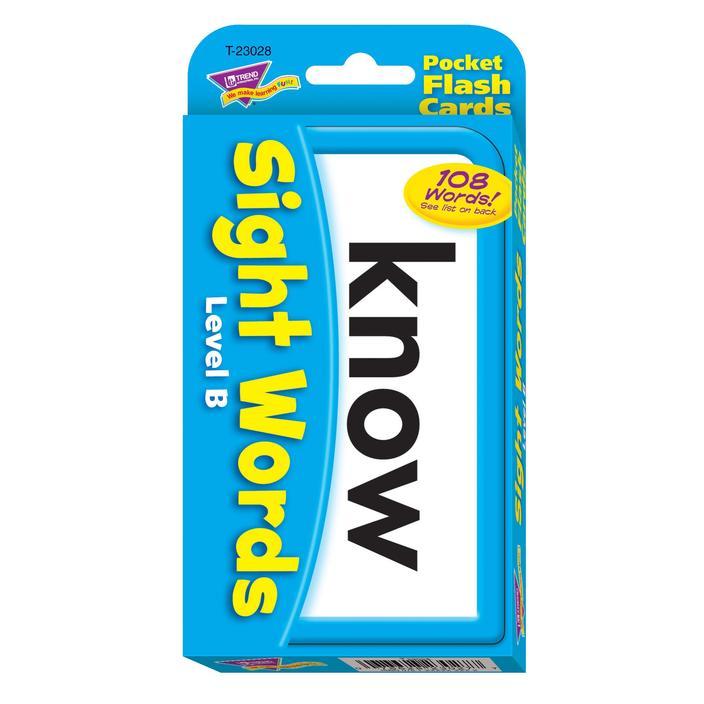 Sight Words – Level B Pocket Flash Cards 3 1/8" x 5 1/4" 1/pk