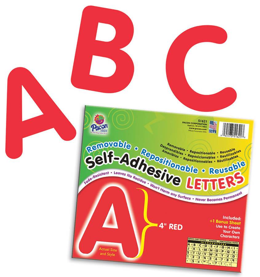 Self-Adhesive Letters, 4", 78 Characters Puffy Font