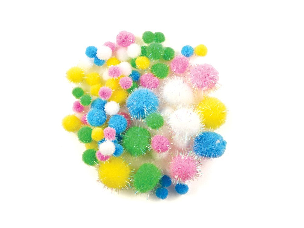 Glitter Pom poms (pastel) Assorted 75/pk