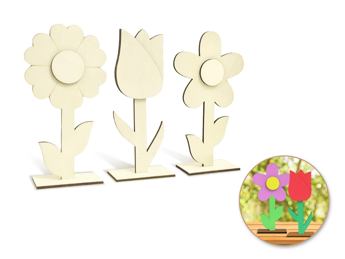 Wood Craft DIY 3D Flower With Base 7"