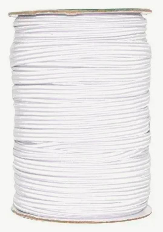 Elastic Cord White 6mm 50yd (1/4")