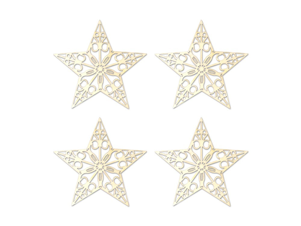 8cm Laser-Cut Ornate Wood Shapes x4