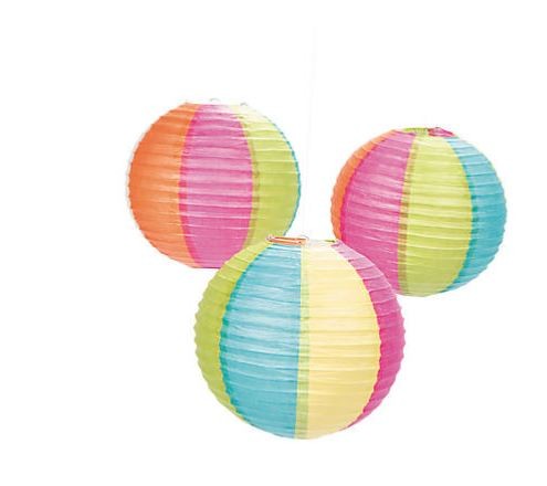 Paper Beach Ball Lanterns 6/pk 12"