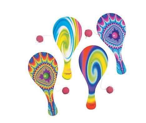Tie-Dye Paddle Ball Games 12/pk
