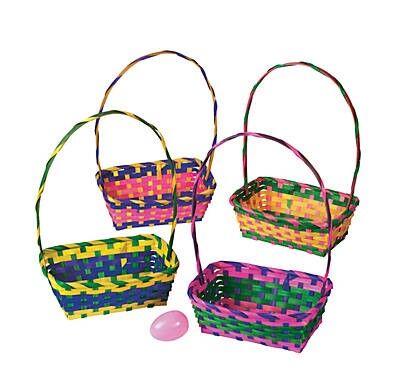 Bamboo Multicolor Rectangular Easter Baskets 5" x 8" x 3" 12/pk