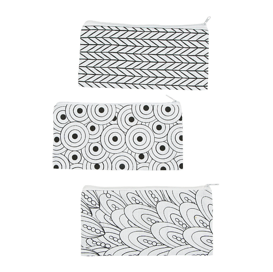 Color Your Own Canvas Doodle Pencil Cases - 12 Pc.