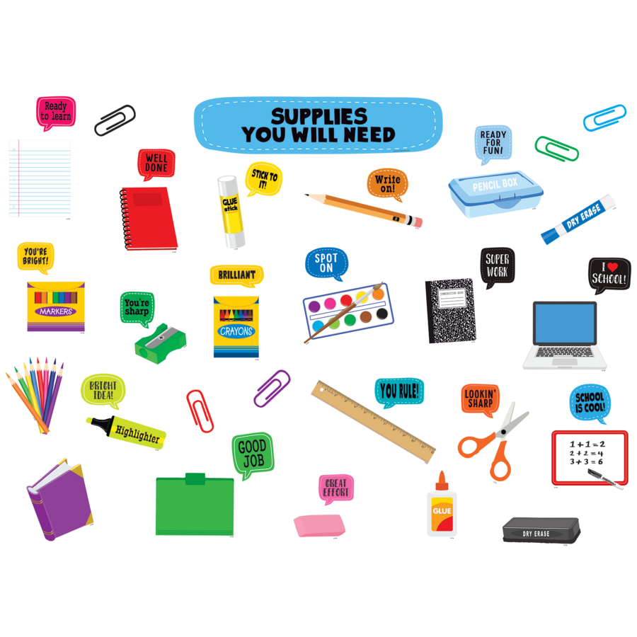 School Supplies Bulletin Board 45/pcs