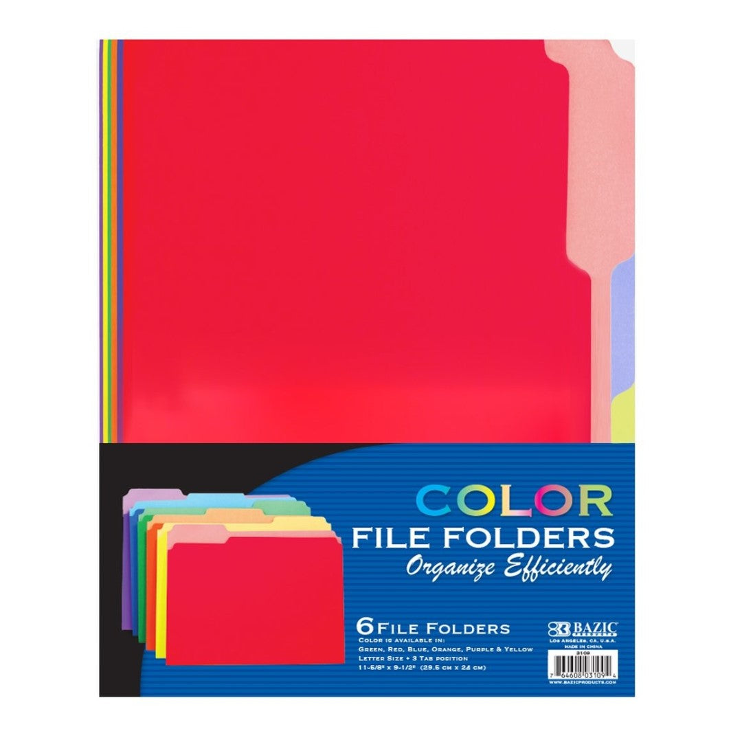 1/3 Cut Letter Size Color File Folder (6/Pack)