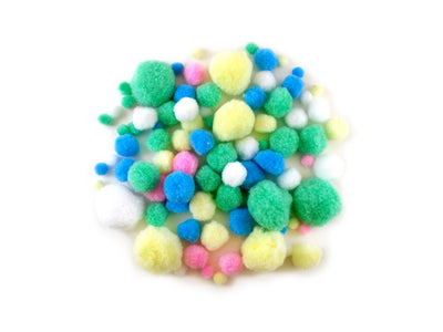 Pom Poms Pastel Colors Asst 90pcs