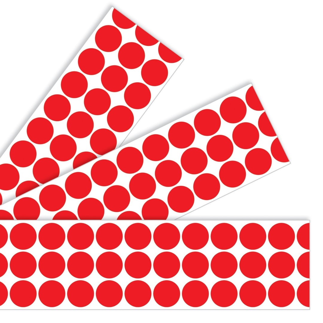 Big Dots Red Bolder Precut, Durable & Reusable Paper 2 3/4in x 35 3/4ft 12/pk (Discontinued)
