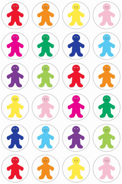 Rainbow People Stickers 1″ 3 sheets