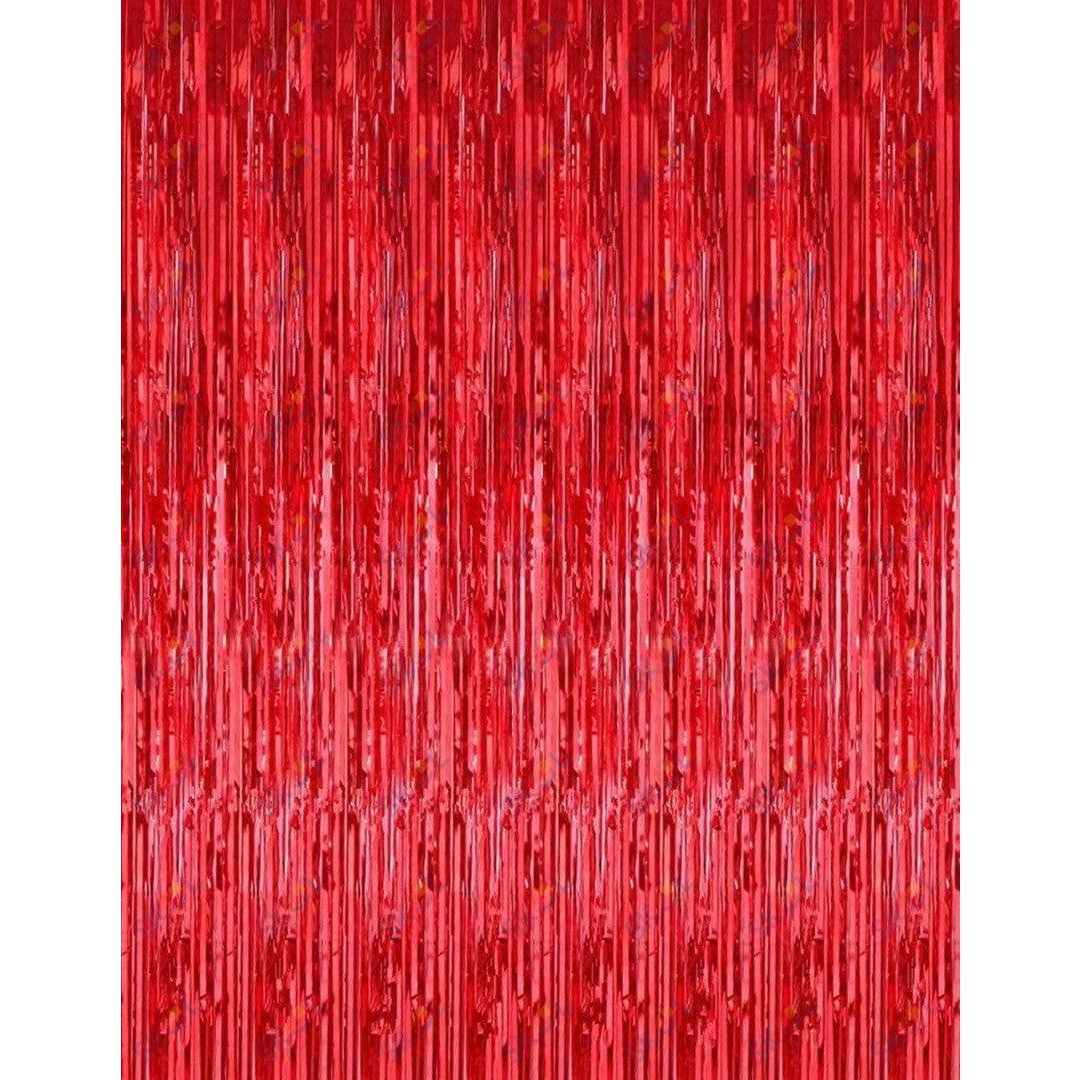 Fringe door curtain 3ft x 8ft (red)