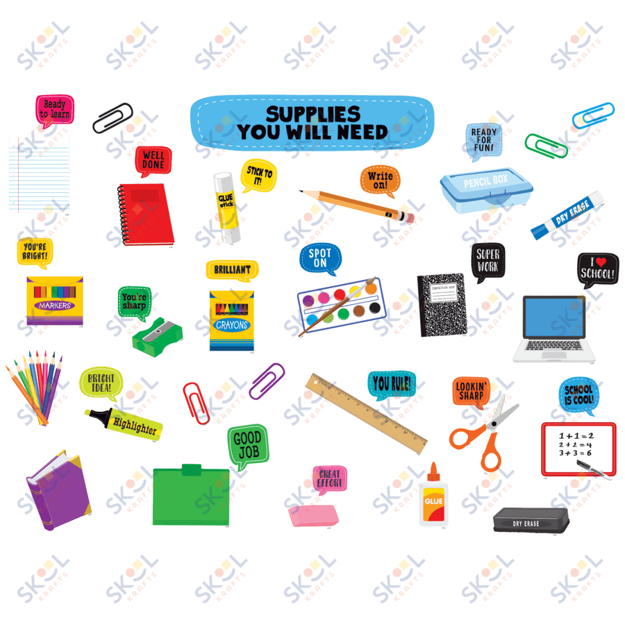 School Supplies Bulletin Board 45/pcs